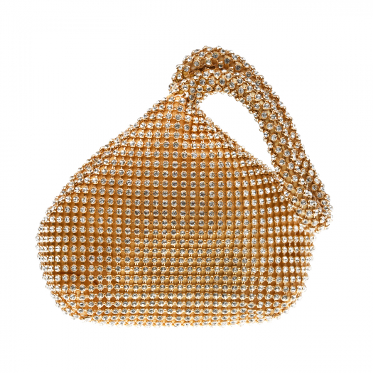 Золотистая сумка со стразами 12х6х13 см David Charles | Фото 1
