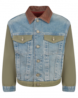 Джинсовая куртка с рукавами цвета хаки Diesel Мультиколор, арт. J00525 KXBBV K01 | Фото 1