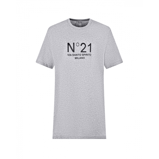 Серая базовая футболка с логотипом No. 21 | Фото 1