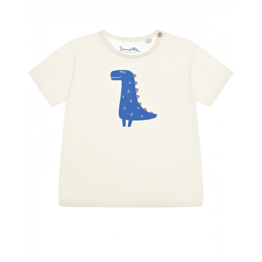 Футболка с принтом &quot;синий динозавр&quot; Sanetta Kidswear | Фото 1