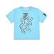 Голубая футболка с принтом &quot;цветочный лев&quot; Burberry | Фото 1