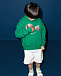 Зеленая толстовка-худи с белым логотипом  | Фото 4