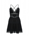 Мини-платье с кружевными вставками, черное