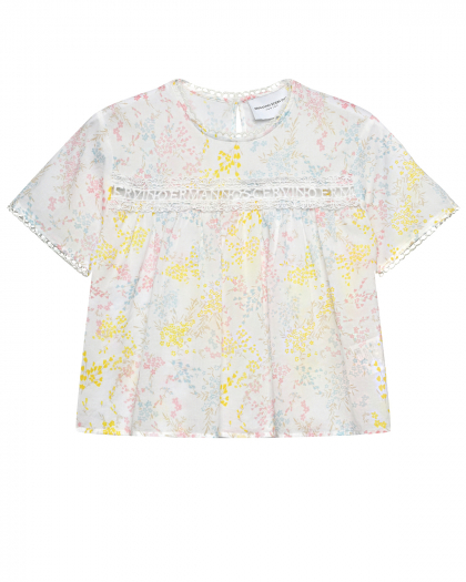 Блуза с цветочным принтом и кружевной отделкой Ermanno Scervino | Фото 1