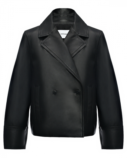 Двубортная кожаная куртка, черная Yves Salomon | Фото 1
