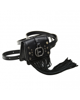 Черная мини-сумка с бахромой, 7x8x3.5 см Ermanno Firenze Черный, арт. D39ETBS05E354 - T18 - 8 MF099 - NERO (099) | Фото 2