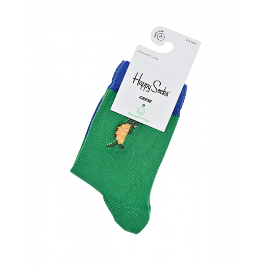 Зеленые носки с вышивкой Happy Socks | Фото 1