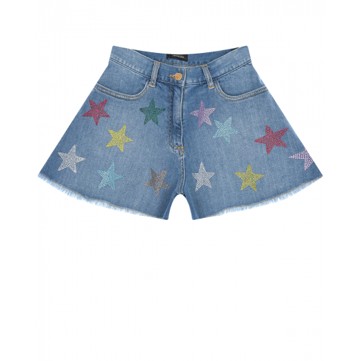 Джинсовые шорты со звездами из стразов Monnalisa | Фото 1