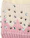 Бело-розовые перчатки со стразами Monnalisa | Фото 3