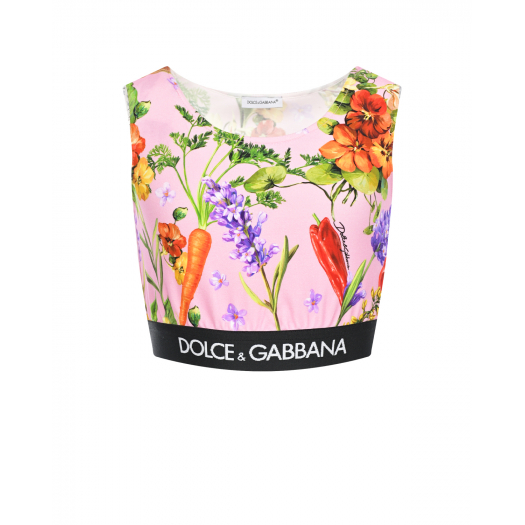 Розовый топ с принтом &quot;Farmer&quot; Dolce&Gabbana | Фото 1