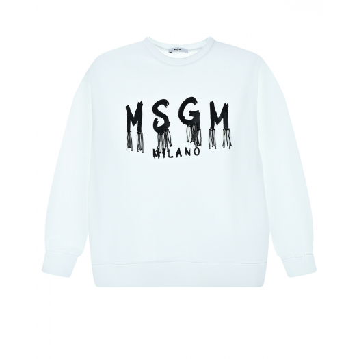 Белый свитшот с черным лого MSGM | Фото 1