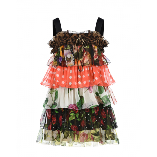 Шелковое платье с ярусными воланами Dolce&Gabbana | Фото 1