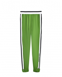 Зеленые спортивные брюки с отделкой в полоску Karl Lagerfeld kids Зеленый, арт. Z14177 625 | Фото 1