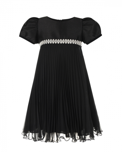 Черное платье с декорированным поясом  | Фото 1