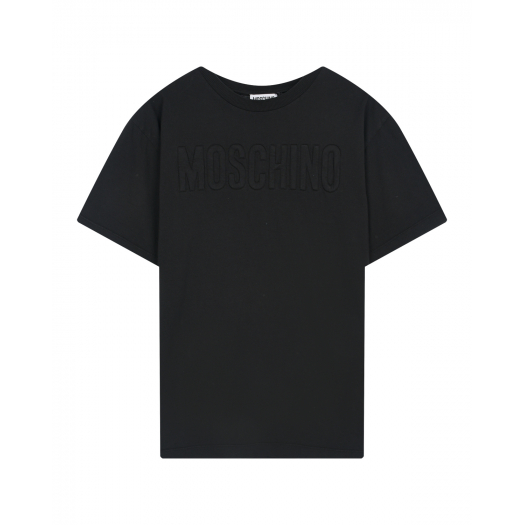 Черная футболка с лого в тон Moschino | Фото 1