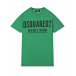 Зеленая футболка с черным лого Dsquared2 | Фото 1