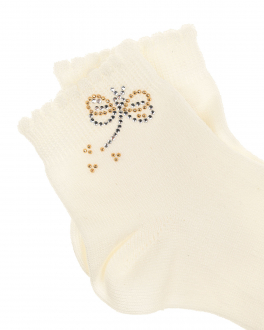 Кремовые носки со стрекозой из страз Story Loris Кремовый, арт. 7409 X1 | Фото 2