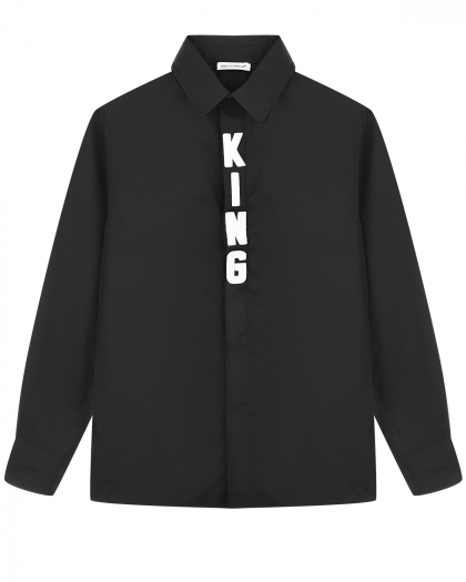 Черная рубашка с аппликацией KING Dolce&Gabbana | Фото 1