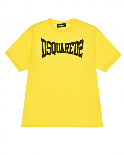 Желтая футболка с логотипом Dsquared2 | Фото 1
