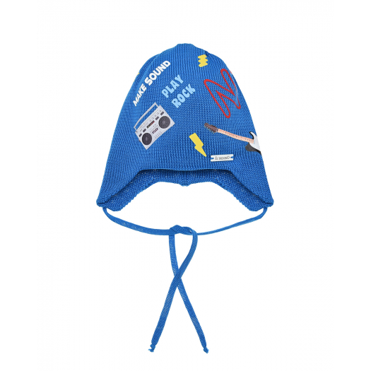 Синяя шапка с принтом &quot;Play Rock&quot; Il Trenino | Фото 1