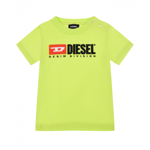 Салатовая футболка с застежками на плечике Diesel | Фото 1