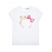 Белая футболка с принтом &quot;ободок с цветами&quot; Monnalisa | Фото 1