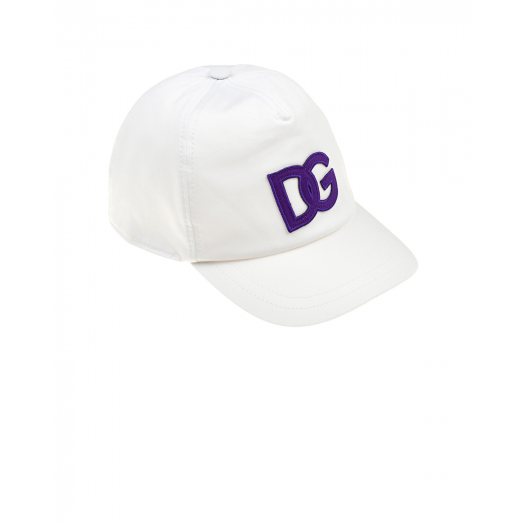 Белая бейсболка с фиолетовым логотипом Dolce&Gabbana | Фото 1