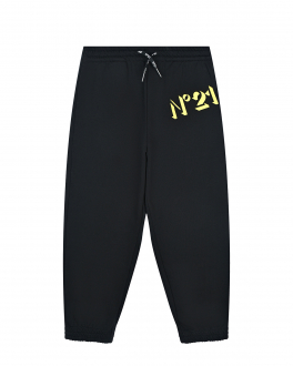 Черные спортивные брюки с желтым логотипом No. 21 Черный, арт. N21311 N0154 0N900 | Фото 1