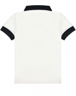 Белая футболка-поло с контрастной отделкой Moncler Белый, арт. 8A00003 8790N 002 | Фото 2