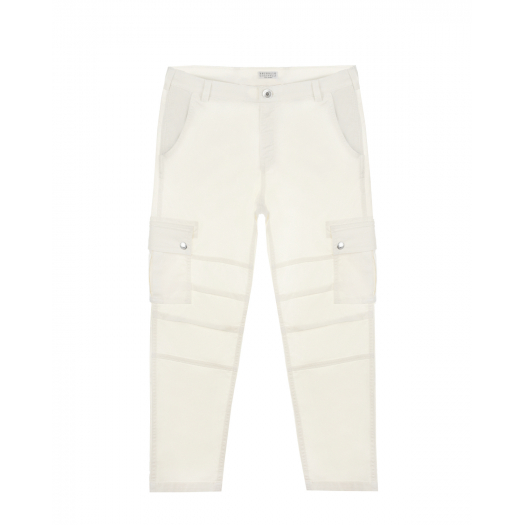 Белые брюки с накладными карманами Brunello Cucinelli | Фото 1