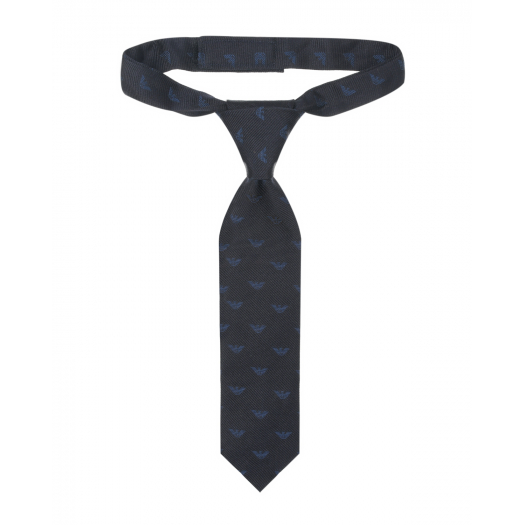 Темно-синий галстук с лого Emporio Armani | Фото 1
