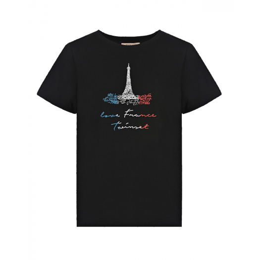 Черная футболка с надписью &quot;love France&quot;  | Фото 1