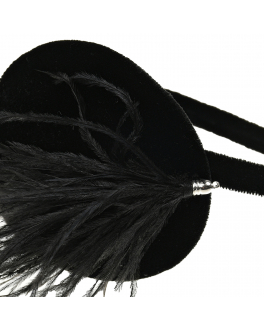 Бархатный ободок с отделкой перьями Eirene Черный, арт. H021 | Фото 2