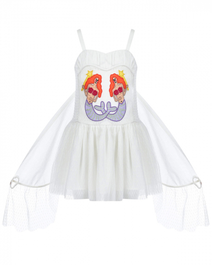 Белое платье с вышивкой &quot;русалки&quot; Stella McCartney | Фото 1