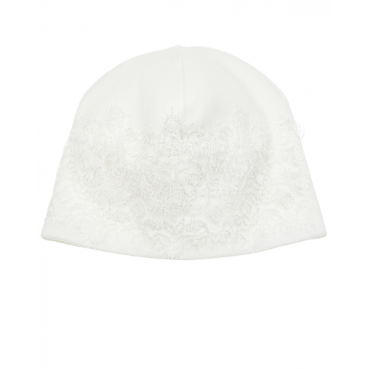 Белая шапка с кружевной отделкой La Perla | Фото 1