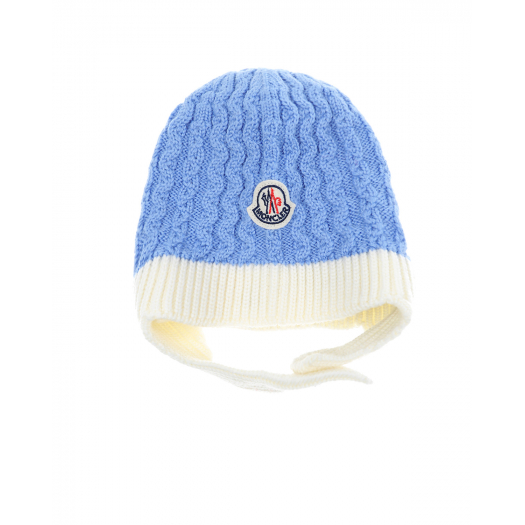 Шерстяная шапка голубого цвета Moncler | Фото 1