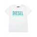 Белая футболка с голубым лого Diesel | Фото 1