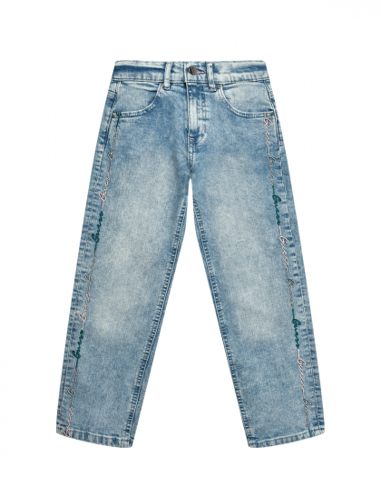 Выбеленные джинсы с вышитым лого Guess | Фото 1
