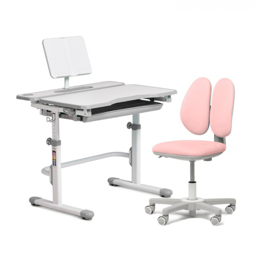 Комплект парта Freesia Grey + кресло Mente Pink FUNDESK | Фото 1