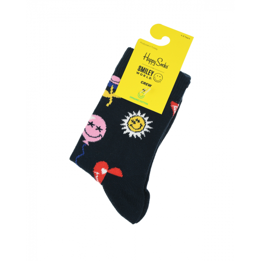 Темно-синие носки с принтом &quot;ромашки&quot; Happy Socks | Фото 1