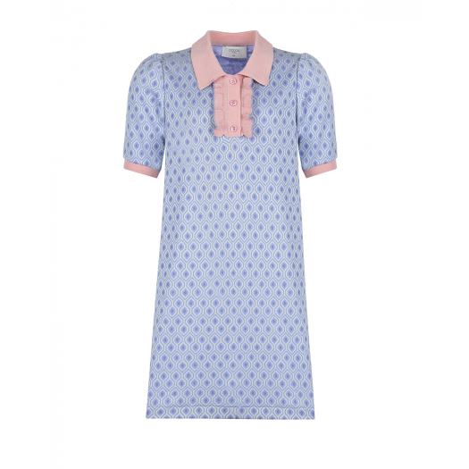Голубое платье-поло с розовой отделкой Paade Mode | Фото 1