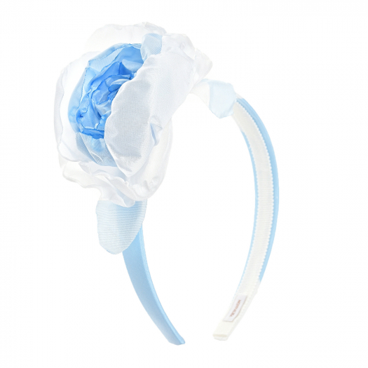 Бело-голубой ободок с аппликацией &quot;цветок&quot; Monnalisa | Фото 1