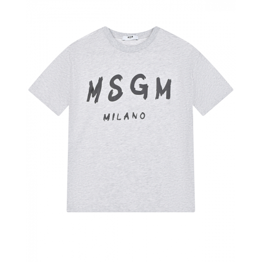 Серая футболка с крупным лого MSGM | Фото 1