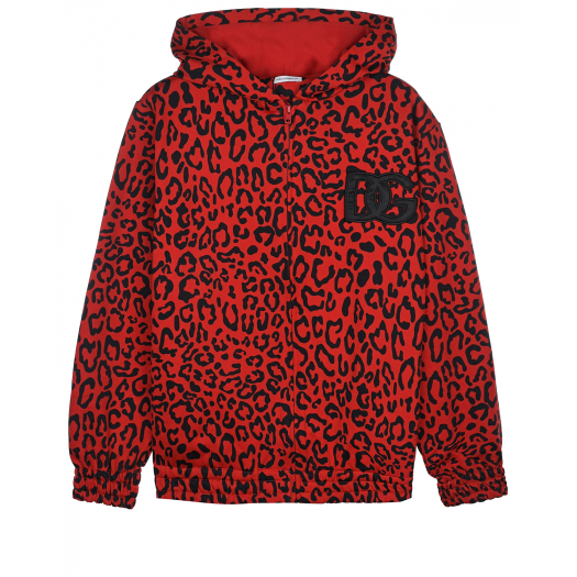 Красная спортивная куртка с леопардовым принтом Dolce&Gabbana | Фото 1