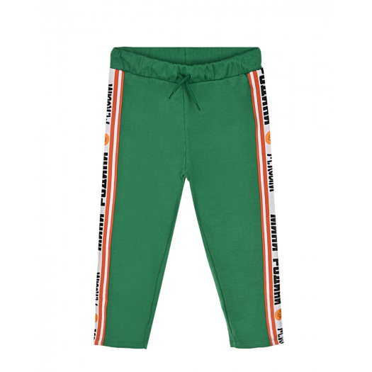 Зеленые спортивные брюки с лампасами  | Фото 1