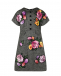 Серое платье с аппликациями &quot;цветы&quot; Dolce&Gabbana | Фото 1