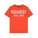Оранжевая футболка с белым лого Dsquared2 | Фото 1