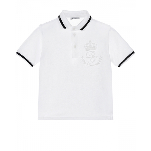 Белая футболка-поло с вышитым логотипом Dolce&Gabbana | Фото 1