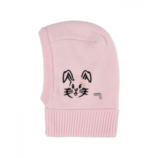 Розовая шапка-шлем с принтом &quot;кролик&quot; Il Trenino | Фото 1