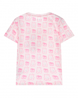 Розовая футболка со сплошным принтом &quot;мишка&quot; Guess Розовый, арт. H1YT00 K6YW1 P6L0 | Фото 2